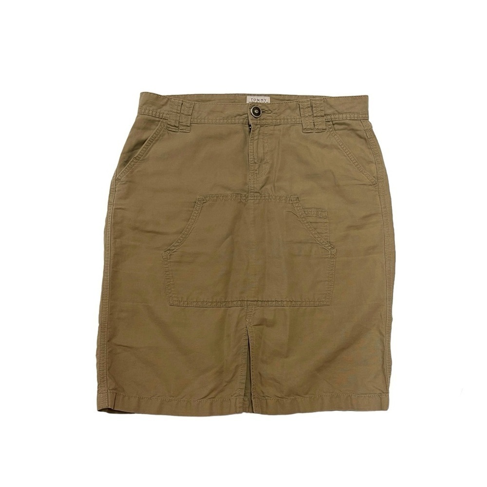 Tommy Hilfiger linen skirt size M W32 L22 tan brown linen Y2K vintage